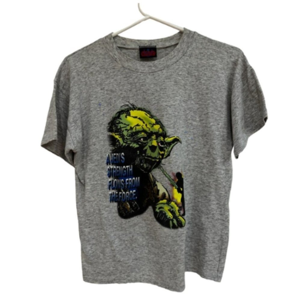 1996 STAR-WARS ROTJ “A Jedi’s Strength”  T-Shirt RARE GREY XL Youth